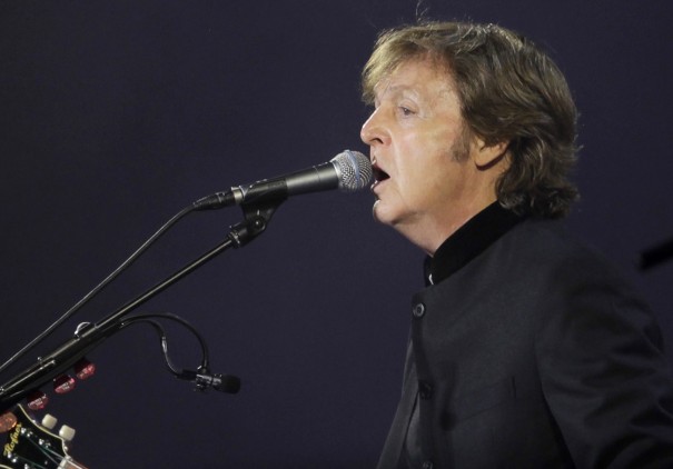 Singer Paul McCartney performs at the Defensores del Chaco stadium in Asuncion