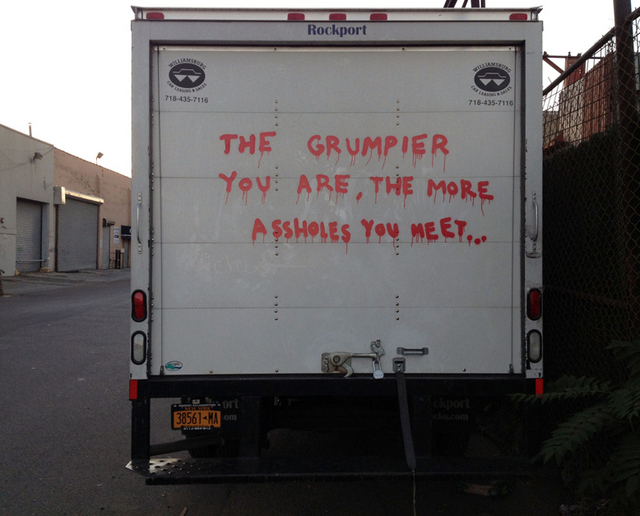 Banksy-NY-Sunset-Park-The-Grumpier-You-Are-the-More-Assholes-You-Meet
