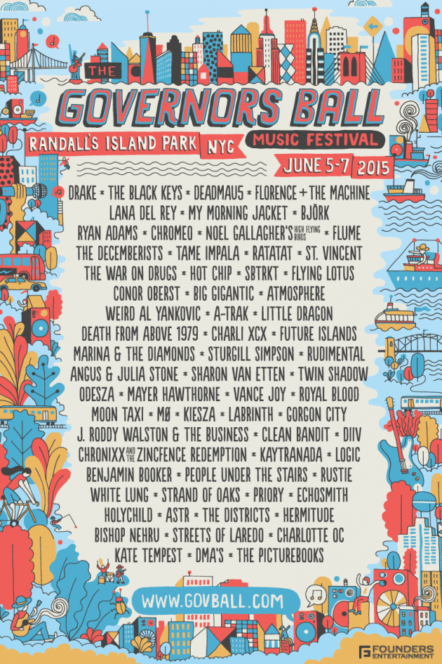 The Governors Ball 2015 Lineup Poster