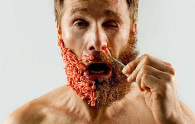 Guy-shaves-half-his-beard-then-glues-in-random-objects-to-make-it-whole-again4-650x414