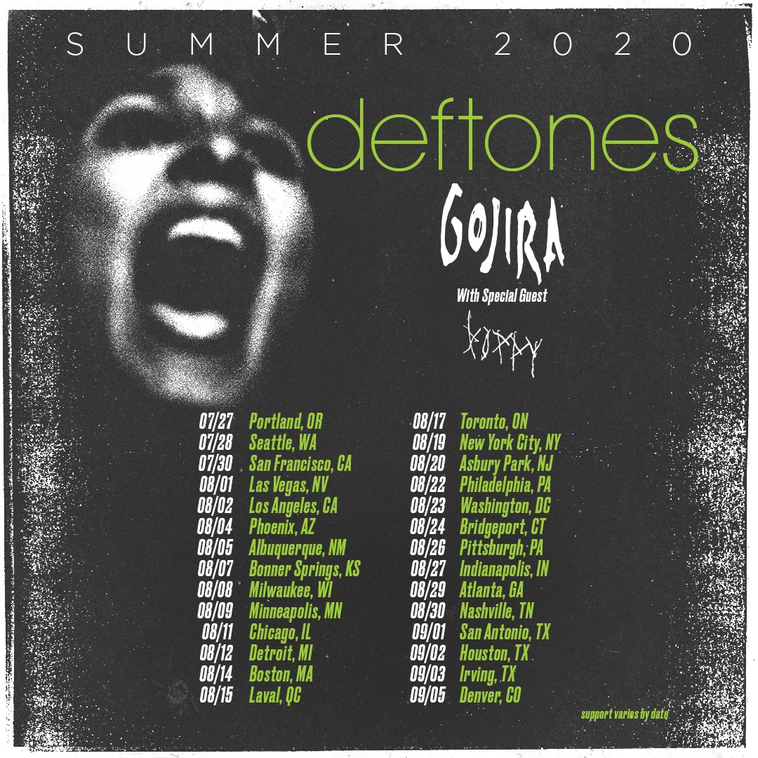 ¡Deftones y Gojira anuncian extensa gira de 28 fechas!