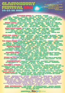 Cartel oficial de Glastonbury Festival of Contemporary Performing Arts 2011