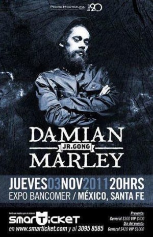 Flyer de Damian “Jr. Gong” Marley en México