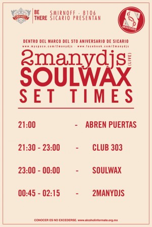 Horarios oficiales de Soulwax y 2 Many DJ’s en México