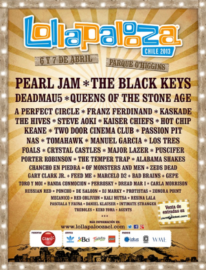 Cartel oficial del festival Lollapalooza Chile 2013