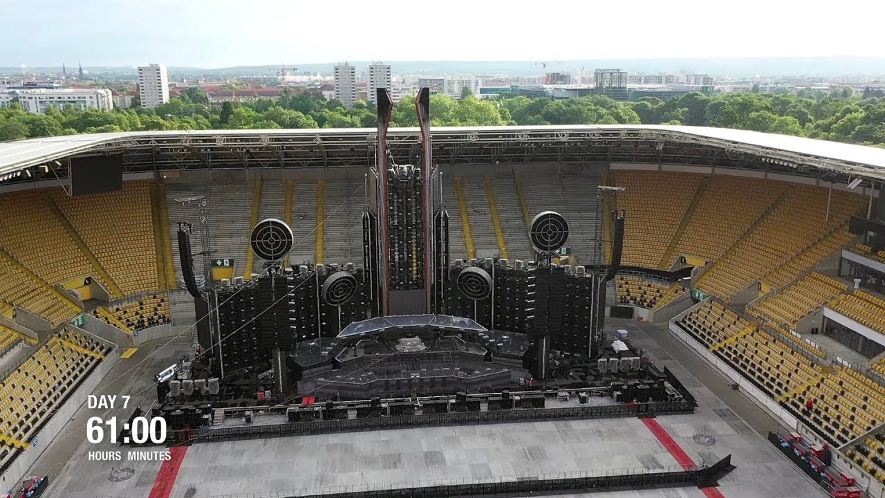Un time-lapse muestra cómo se construye el impresionante escenario de Rammstein en 60 horas