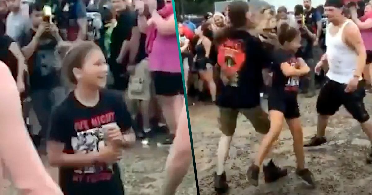 Metaleros enseñan a una niña a “moshear” en pleno concierto de metal y el video se hace viral