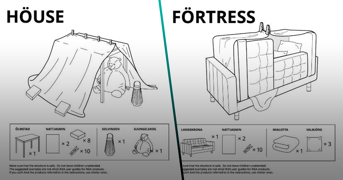 IKEA lanza manuales para construir los mejores fuertes con sábanas y cobijas en la cuarentena