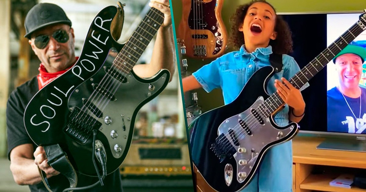 ¡Tom Morello regaló su icónica Fender a la virtuosa niña que hace covers en YouTube!