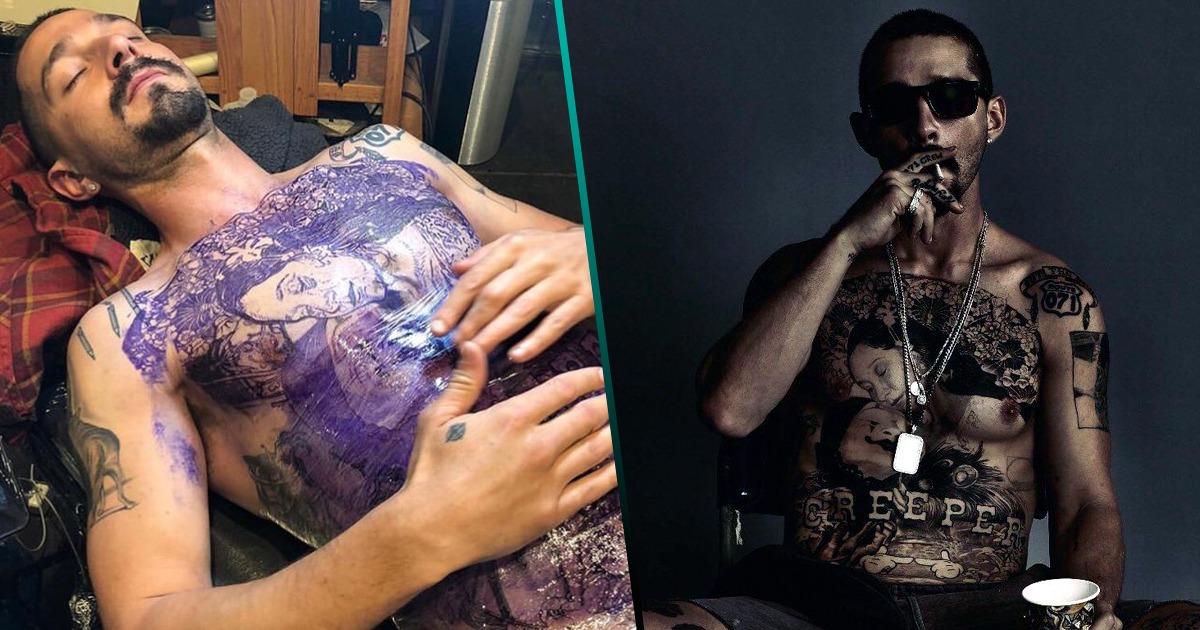 100% real: Shia LaBeouf se hizo un tatuaje masivo para su próximo personaje