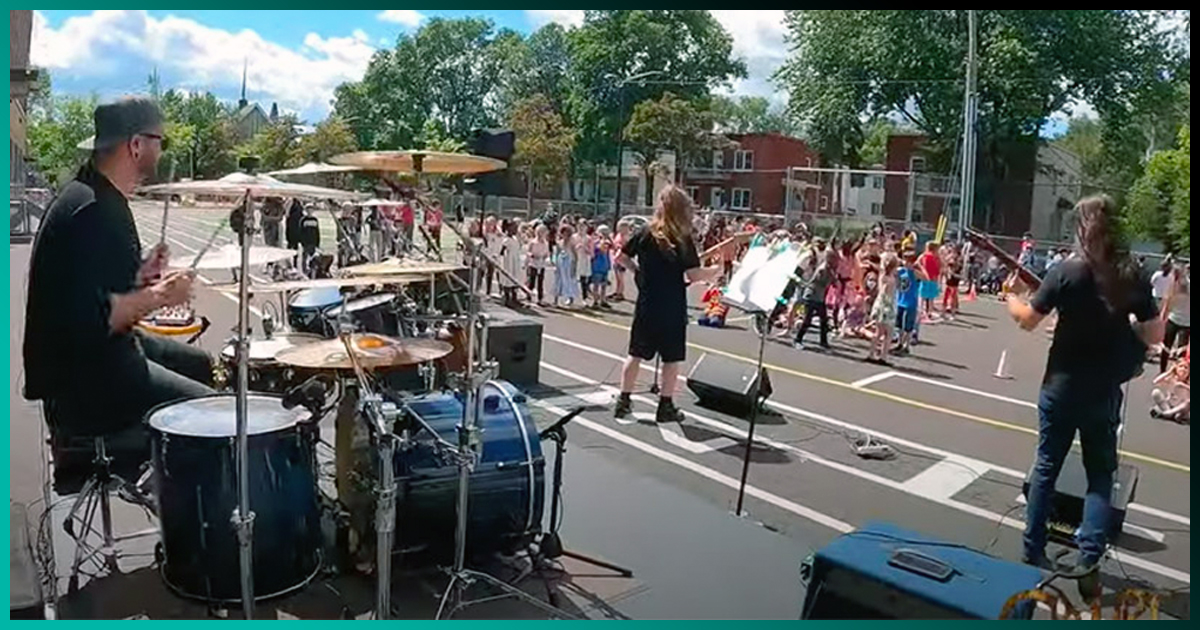 Video: Una banda de death metal dio un concierto presencial a niños de primaria