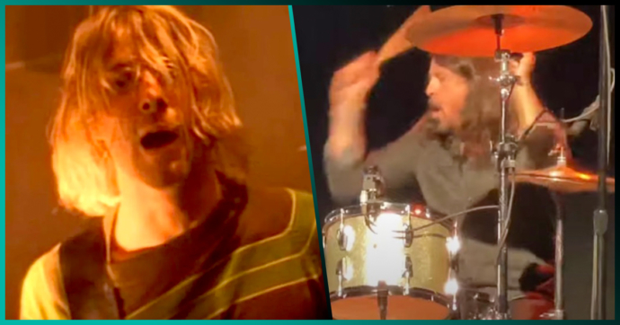 Video: Dave Grohl toca “Smells Like Teen Spirit” de Nirvana en la batería con la voz de Kurt Cobain de fondo