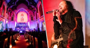 Mira a Korn tocar en vivo en una iglesia metodista con todo y coro de fondo