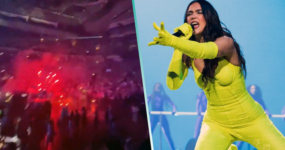 Pirotecnia se sale de control en pleno concierto de Dua Lipa y aterroriza a fans