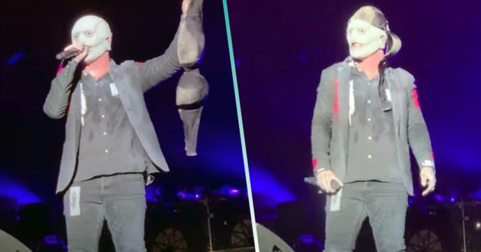 Fan de Slipknot le lanza su brassiere a Corey Taylor en pleno concierto en México