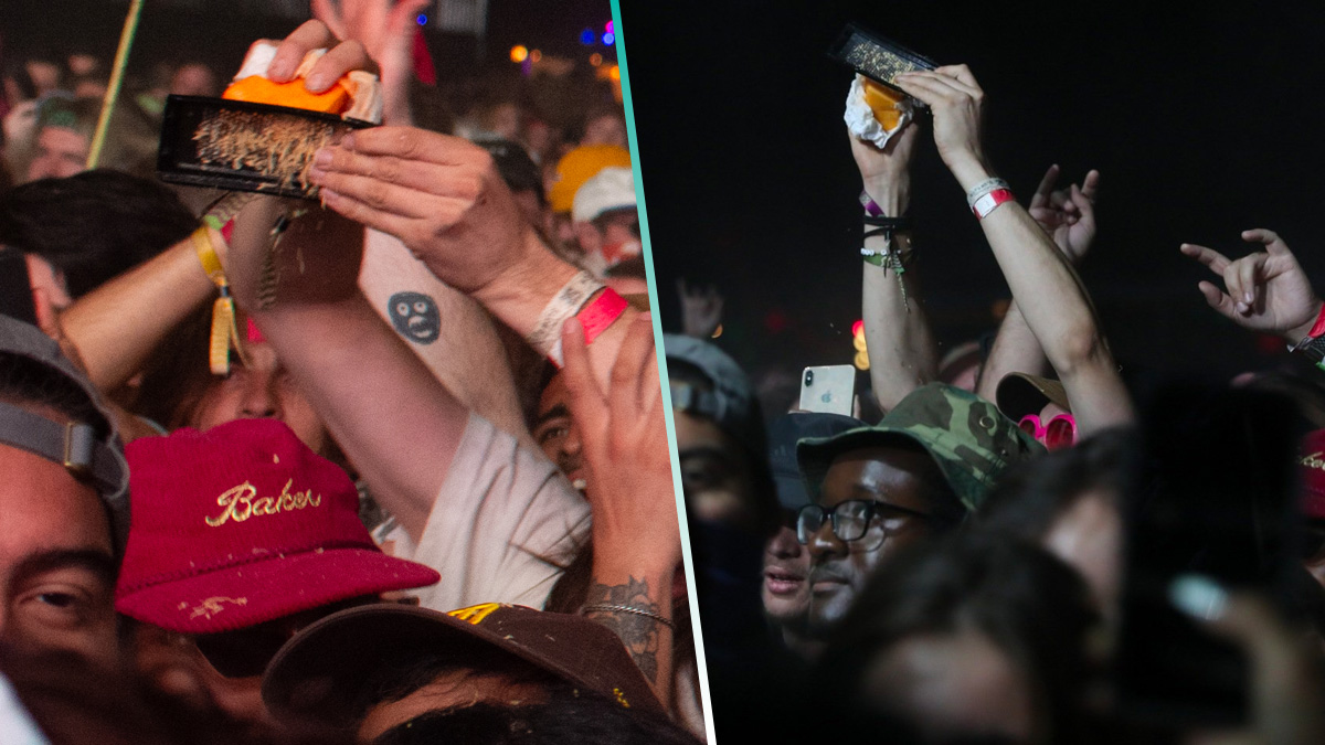 WTF: Un loco fan se puso a regalar queso a la gente en medio de un concierto de rock