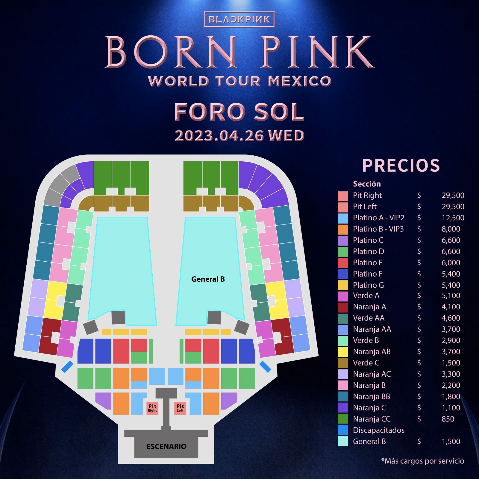 Blackpink en el Foro Sol en 2023 Lista de precios oficiales