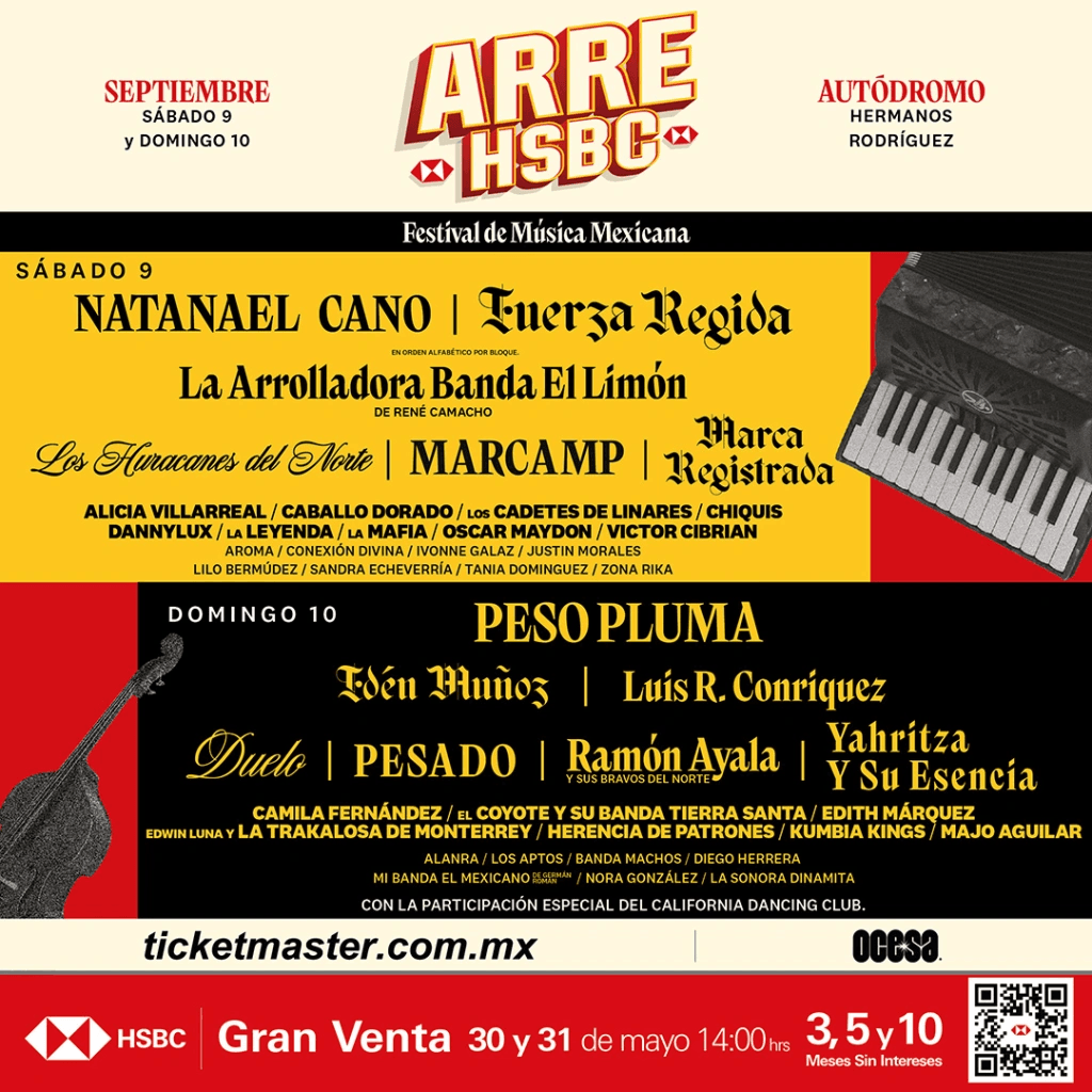 Nuevo festival Arre HSBC con Peso Pluma, Natanael Cano, Fuerza Regida