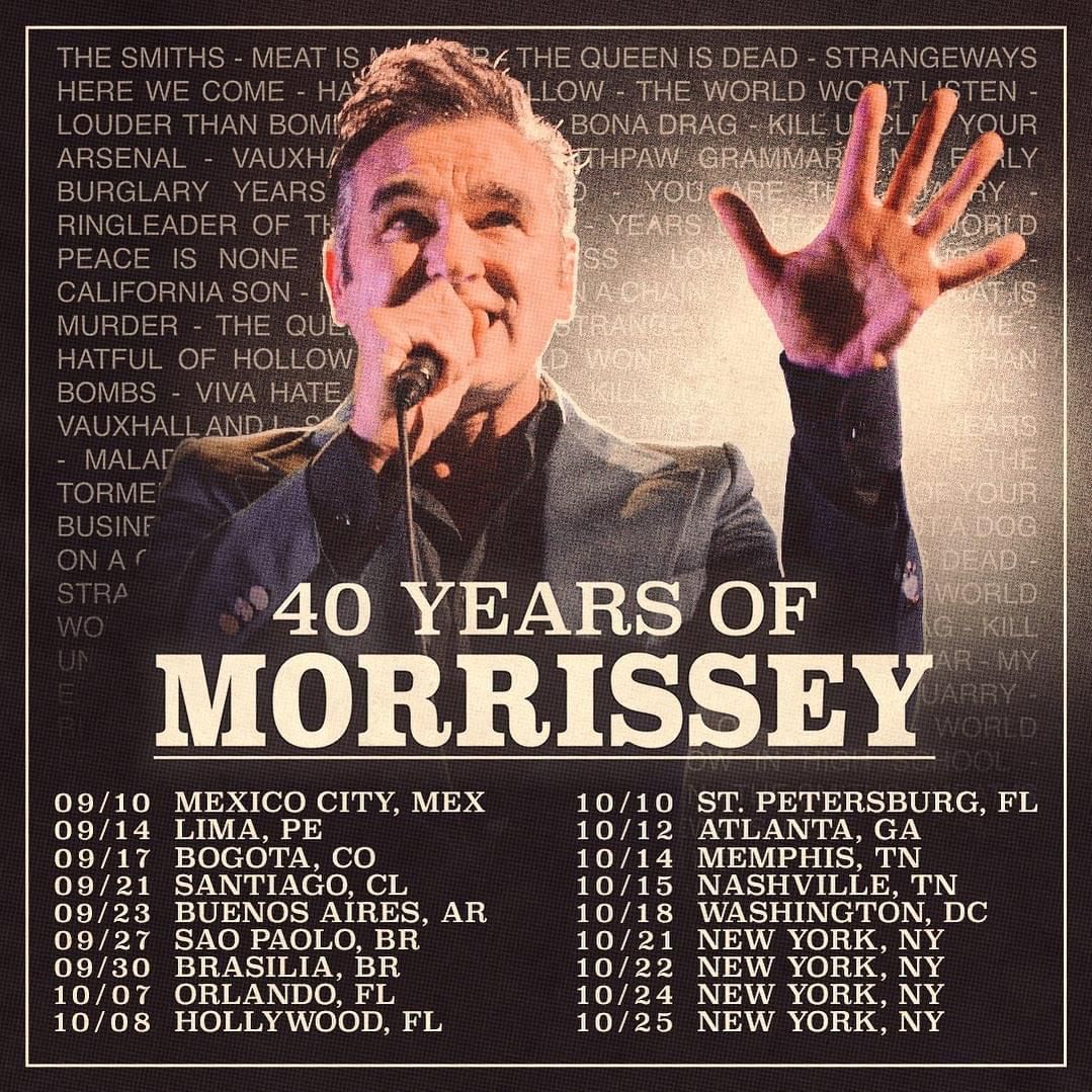 Morrissey en México en 2023 Fechas, Lugar, Boletos y Detalles
