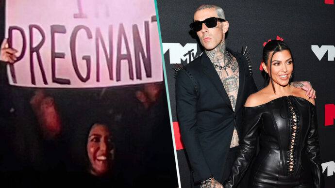 Kourtney Kardashian revela a Travis Barker que está embarazada en pleno concierto de Blink-182