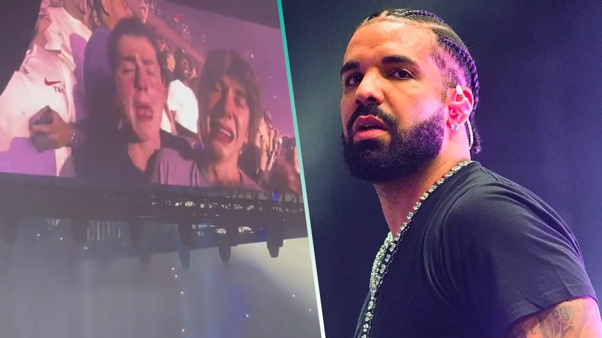 Drake usó el filtro de la “cara llorona” de TikTok en un concierto y es lo mejor que verás hoy
